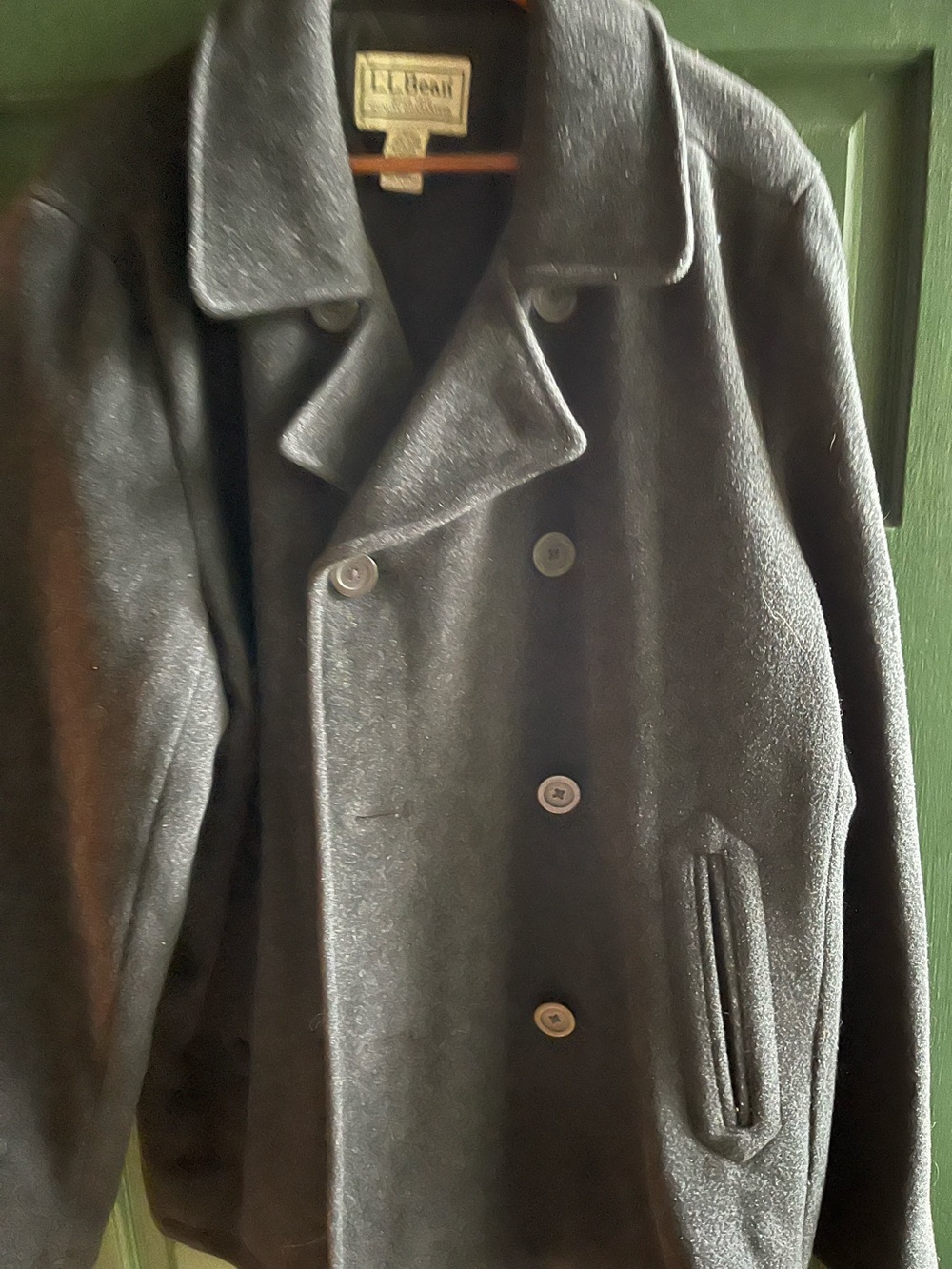 L.L. Bean Men's Dark Gray Wool Pea Coat - Picture 7 of 8